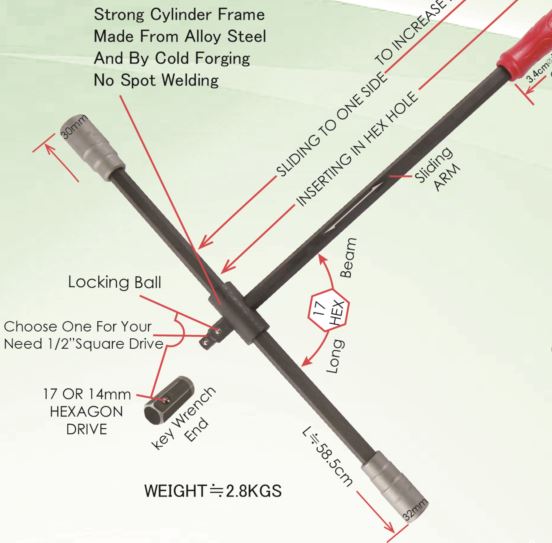 Wheel Lug Wrench Heavy Duty for Truck and Bus