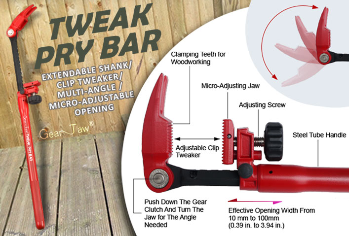 GearJaw(R) Tweak Pry Bar Extendable Shank with Nail Puller