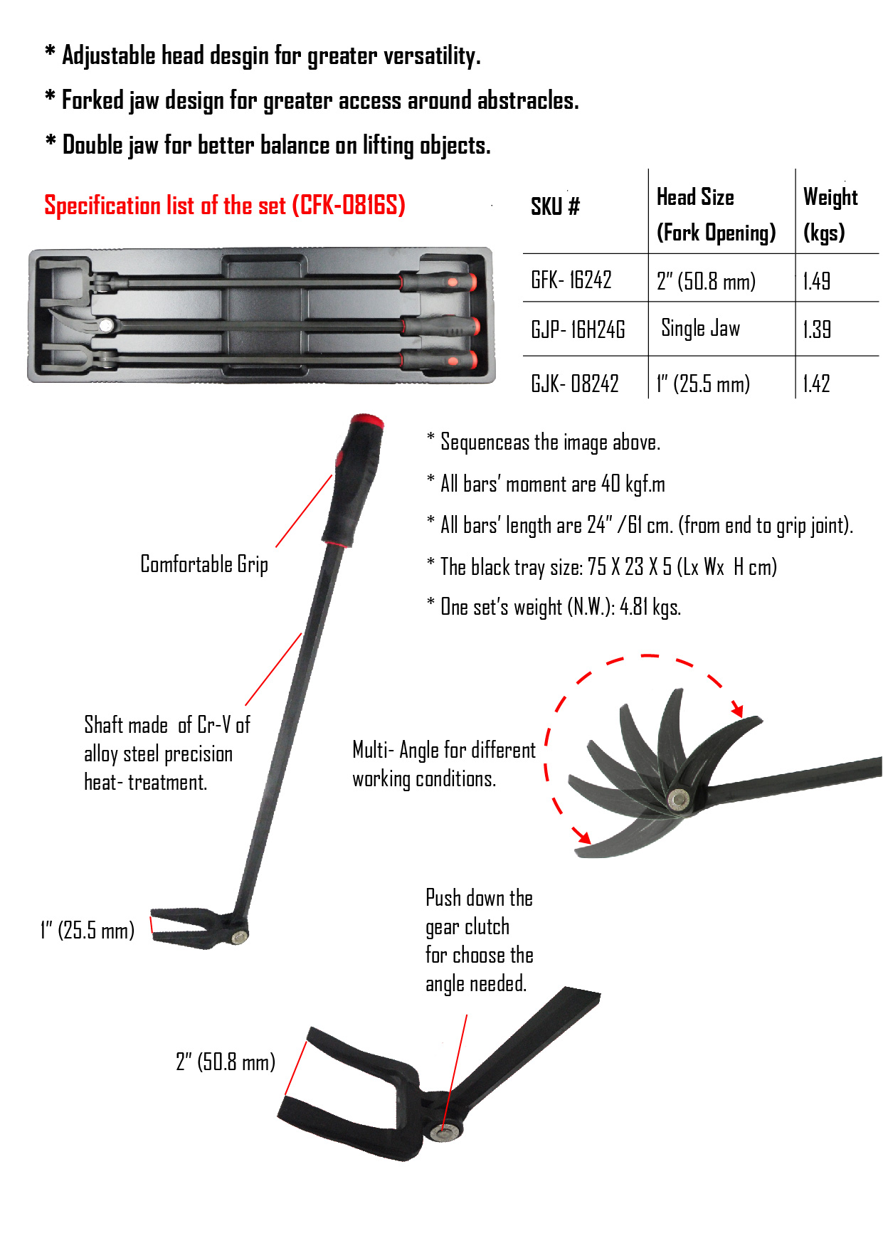Combination Pry Bar Set